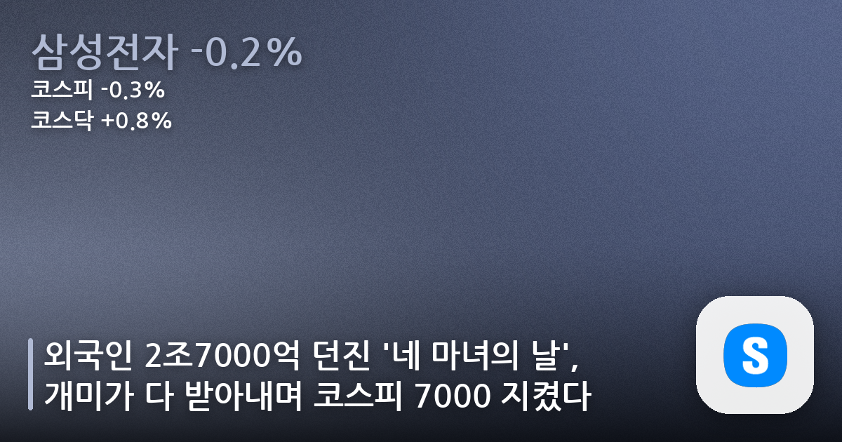 외국인 2조7000억 던진 ‘네 마녀의 날’, 개미가 다 받아내며 코스피 7000 지켰다