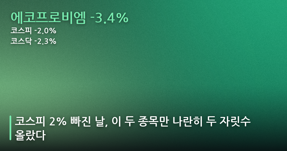 코스피 2% 빠진 날, 이 두 종목만 나란히 두 자릿수 올랐다